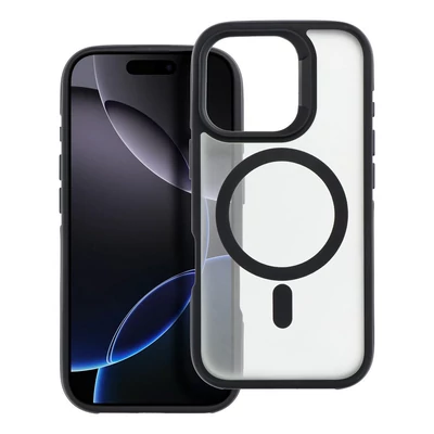 Tok, Neo, keményített hátlapvédő, szilikon kerettel, MagSafe kompatibilis, Apple Iphone 16 (6,1"), fekete