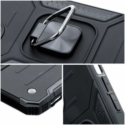 Tok, Nitro mágneses ütésálló hátlap, szilikon kerettel, gyűrűs ujjtartóval, Apple Iphone 13 Pro (6,1"), fekete