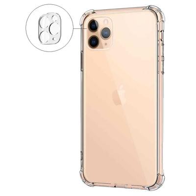 Szilikon tok, Apple Iphone 12 Pro (6,1"), átlátszó, erősített sarokkal, kameravédővel, prémium minőség