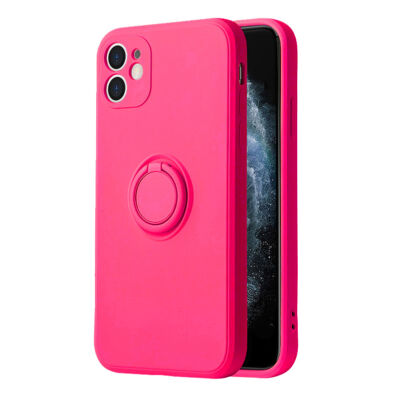 Tok, Silicone RING, mágneses szilikon hátlap, gyűrűs ujjtartóval, Apple Iphone 13 Mini (5,4"), rózsaszín