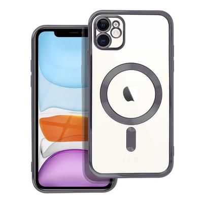 Tok, Electro Mag, szilikon hátlap, kameravédő lencsével, Apple Iphone 14 (6,1"), átlátszó, fekete kerettel