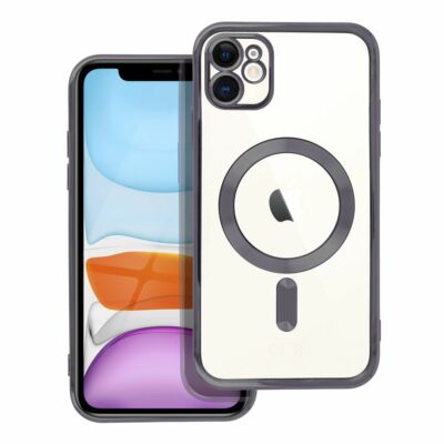 Tok, Electro Mag, szilikon hátlap, kameravédő lencsével, Apple Iphone 15 (6,1"), átlátszó, fekete kerettel