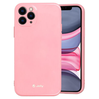 Tok, Jelly, szilikon hátlap, (csillámporos), Apple Iphone 12 / 12 Pro (6,1˝), halvány rózsaszín, bliszteres