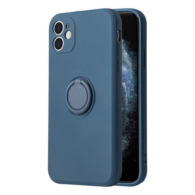 Tok, Silicone RING, mágneses szilikon hátlap, gyűrűs ujjtartóval, Apple Iphone 13 Pro (6,1"), kék