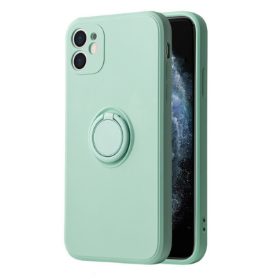 Tok, Silicone RING, mágneses szilikon hátlap, gyűrűs ujjtartóval, Apple Iphone 12 Pro (6,1"), menta zöld