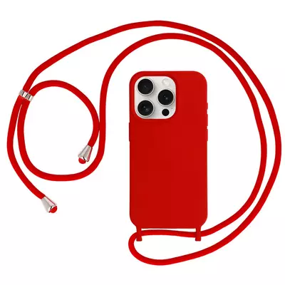 Tok, Strap Silicone, Apple Iphone 15 (6,1"), szilikon hátlapvédő, állítható pánttal, minta 1, piros