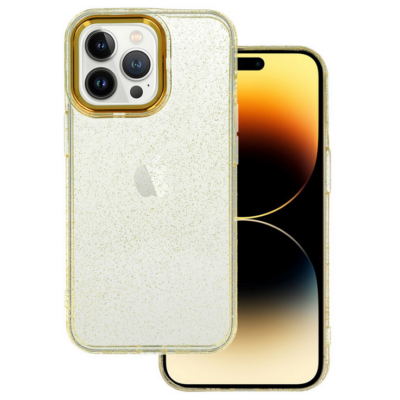 Tok, Tel Protect GOLD GLITTER, Apple Iphone 14 (6,1"), csillogó szilikon hátlapvédő, átlátszó