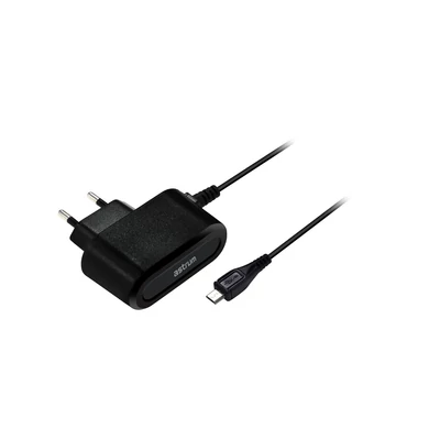 Töltő, hálózati, Astrum, (microUSB), (1A), 1,5 méteres kábel, fekete, bliszteres