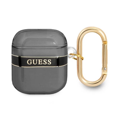 Tok, Guess /GUA2HHTSK/, Airpods 1/2, TPU Printed Stripe, fekete