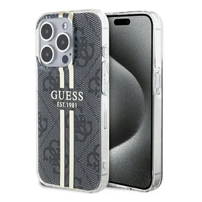 Tok, Guess /GUHCP15LH4PSEGK/, PU 4G Gold Stripe, Apple Iphone 15 Pro (6,1"), fekete