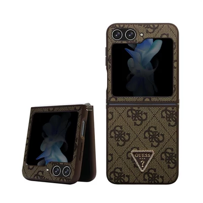 Tok, Guess /GUHCZF5P4TDPW/, PU Leather Triangle, Samsung Galaxy Z Flip 5, barna