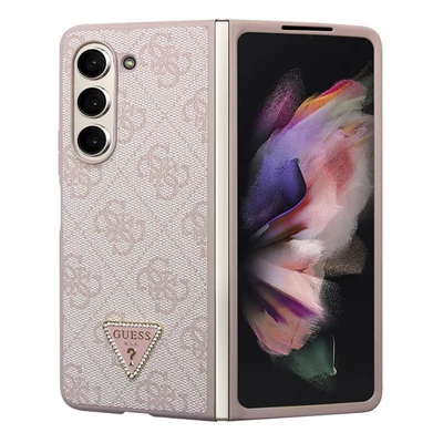 Tok, Guess /GUHCZFD5P4TDPP/, PU Leather Triangle, Samsung Galaxy Z Fold 5, rózsaszín
