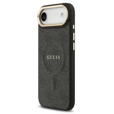 Tok, Guess /GUHMP17SP4MSEGCK/, PU Leather 4G Gold Frame MagSafe, Apple Iphone 17 (6,3"), fekete