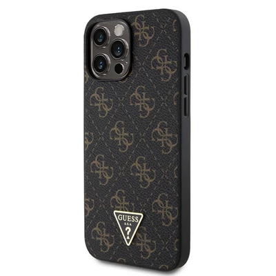 Tok, Guess /GUHCP15LPG4GPK/, PU Leather 4G Triangle Metal Logo, Apple Iphone 15 Pro (6,1”), fekete