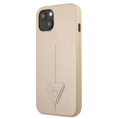 Tok, Guess /GUHCP13MPSATLE/, PU Saffiano Triangle, Apple Iphone 13 (6,1"), bézs