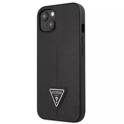 Tok, Guess /GUHCP13MPSATLK/, PU Saffiano Triangle, Apple Iphone 13 (6,1"), fekete