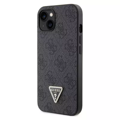 Tok, Guess /GUHCP15XP4TDPK/, PU 4G Strass Triangle Metal Logo, Apple Iphone 15 Pro Max (6,7"), fekete