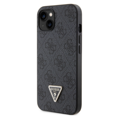 Tok, Guess /GUHCP15LP4TDPK/, PU 4G Strass Triangle Metal Logo, Apple Iphone 15 Pro (6,1"), fekete