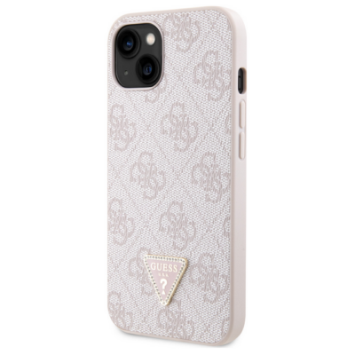 Tok, Guess /GUHCP15SP4TDPP/, PU 4G Strass Triangle Metal Logo, Apple Iphone 15 (6,1"), rózsaszín