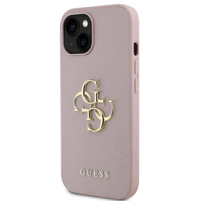 Tok, Guess /GUHCP15SPGT4MBP/, PU Grained 4G Metal Logo, Apple Iphone 15 (6,1"), rózsaszín
