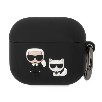 Tok, Karl Lagerfeld /KLACA3SILKCK/, Apple Airpods 3, Karl Lagerfeld and Choupette Silicone, fekete