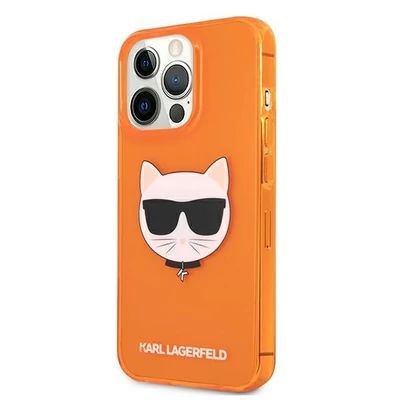 Tok, Karl Lagerfeld /KLHCP13LCHTRO/, Apple Iphone 13 Pro (6,1"), TPU Choupette Head, narancssárga