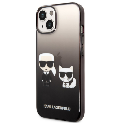 Tok, Karl Lagerfeld /KLHCP14XTGKCK/, Apple Iphone 14 Pro Max (6,7"), Gradient Karl and Choupette, fekete átmenet