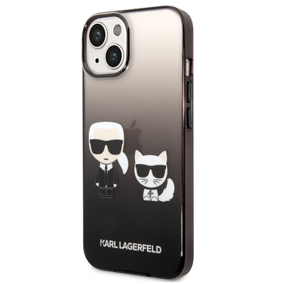 Tok, Karl Lagerfeld /KLHCP14STGKCK/, Apple Iphone 14 (6,1"), Gradient Karl and Choupette, fekete átmenet