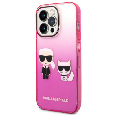 Tok, Karl Lagerfeld /KLHCP14XTGKCP/, Apple Iphone 14 Pro Max (6,7"), Gradient Karl and Choupette, rózsaszín átmenet