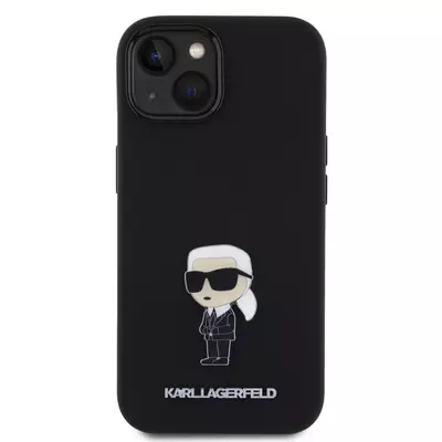 Tok, Karl Lagerfeld /KLHCP15SSMHKNPK/, Apple Iphone 15 (6,1"), Liquid Silicone Metal Ikonik, fekete