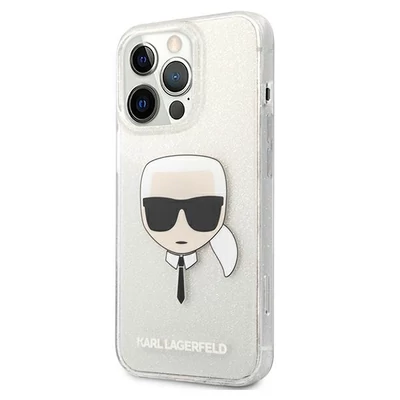 Tok, Karl Lagerfeld /KLHCP13LKHTUGLS/, Apple Iphone 13 Pro (6,1"), Karl Head, csillogó átlátszó