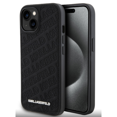 Tok, Karl Lagerfeld /KLHCP15SPQKPMK/, Apple Iphone 15 (6,1"), PU Quilted Pattern, fekete