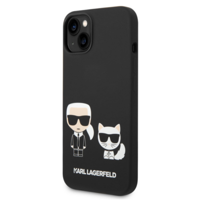 Tok, Karl Lagerfeld /KLHCP14SSSKCK/, Apple Iphone 14 (6,1"), Karl Lagerfeld and Choupette Liquid Silicone, fekete