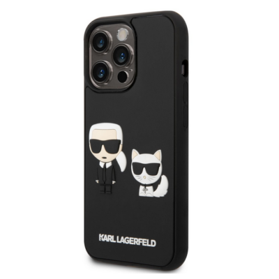 Tok, Karl Lagerfeld /KLHCP14L3DRKCK/, Apple Iphone 14 Pro (6,1"), Karl Lagerfeld and Choupette 3D, fekete