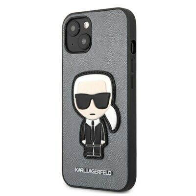 Tok, Karl Lagerfeld /KLHCP13MOKPG/, Apple Iphone 13 (6,1"), Saffiano Iconic Karl's Patch, szürke