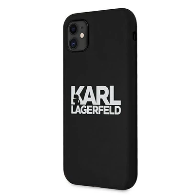 Tok, Karl Lagerfeld /KLHCN61SLKLRBK/, Silicone, Apple Iphone 11 (6,1") / XR, Stack Logo, fekete
