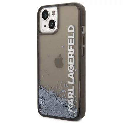 Tok, Karl Lagerfeld /KLHCP14SLCKVK/, Apple Iphone 14 (6,1"), Translucent Liquid Glitter, fekete