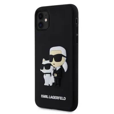 Tok, Karl Lagerfeld /KLHCP15L3DRKCNK/, Apple Iphone 15 Pro (6,1"), 3D Rubber Karl and Choupette, fekete