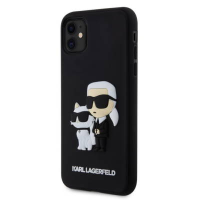 Tok, Karl Lagerfeld /  KLHCP15L3DRKCNK/, Apple Iphone 15 Pro (6,1"), 3D Rubber Karl and Choupette, fekete