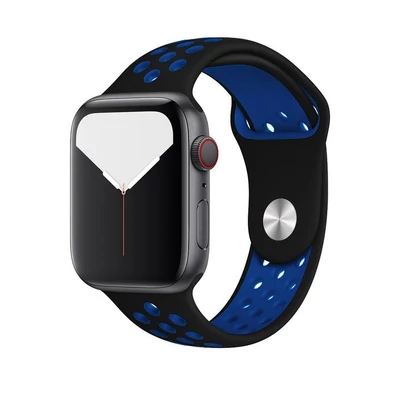 Szilikon sport szíj, Apple Watch, Méret: 38/40/41mm, fekete-kék