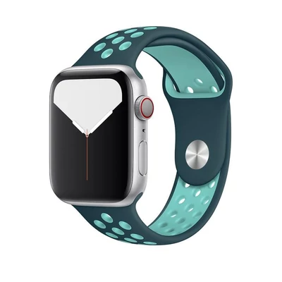 Szilikon sport szíj, Apple Watch, Méret: 38/40/41mm, kék-világoskék