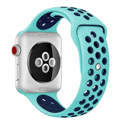 Szilikon sport szíj, Apple Watch, Méret: 42/44/45mm, menta-sötétlila