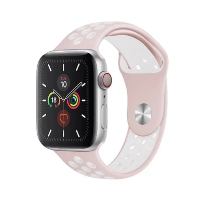 Szilikon sport szíj, Apple Watch, Méret: 38/40/41mm, púder-fehér