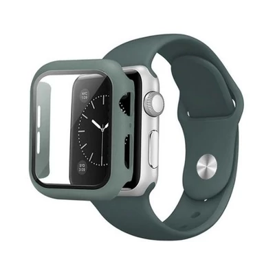 Szilikon szíj és tok, Apple Watch, Méret: 38mm, sötétzöld