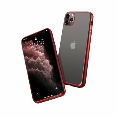 Tok, Electro matt szilikon hátlap, Apple Iphone 7 / 8 / SE (2020 / 2022), átlátszó, piros kerettel