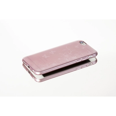 Tok, Ultra Slim-szilikon tok, virág mintás, Samsung Galaxy S7, rózsaszín