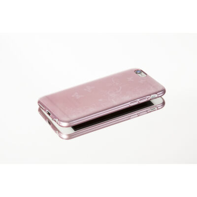Tok, Ultra Slim-szilikon tok, virág mintás, Samsung Galaxy S6, rózsaszín