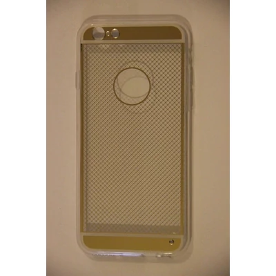 Tok, átlátszó szilikon tok, Apple iPhone 6 / 6S, arany kockás minta, csomagolás nélkül