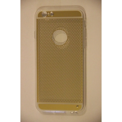 Tok, átlátszó szilikon tok, Apple iPhone 6 / 6S, arany pöttyös minta, csomagolás nélkül