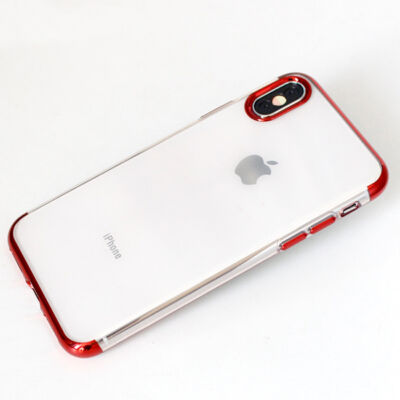 Tok, Electro szilikon hátlap, Apple Iphone 11 (6,1"), átlátszó, piros kerettel